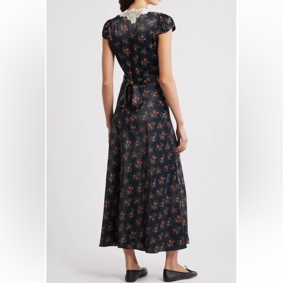 Dõen Coraline Lace Detail Floral Satin Maxi Dress - Picture 4 of 8